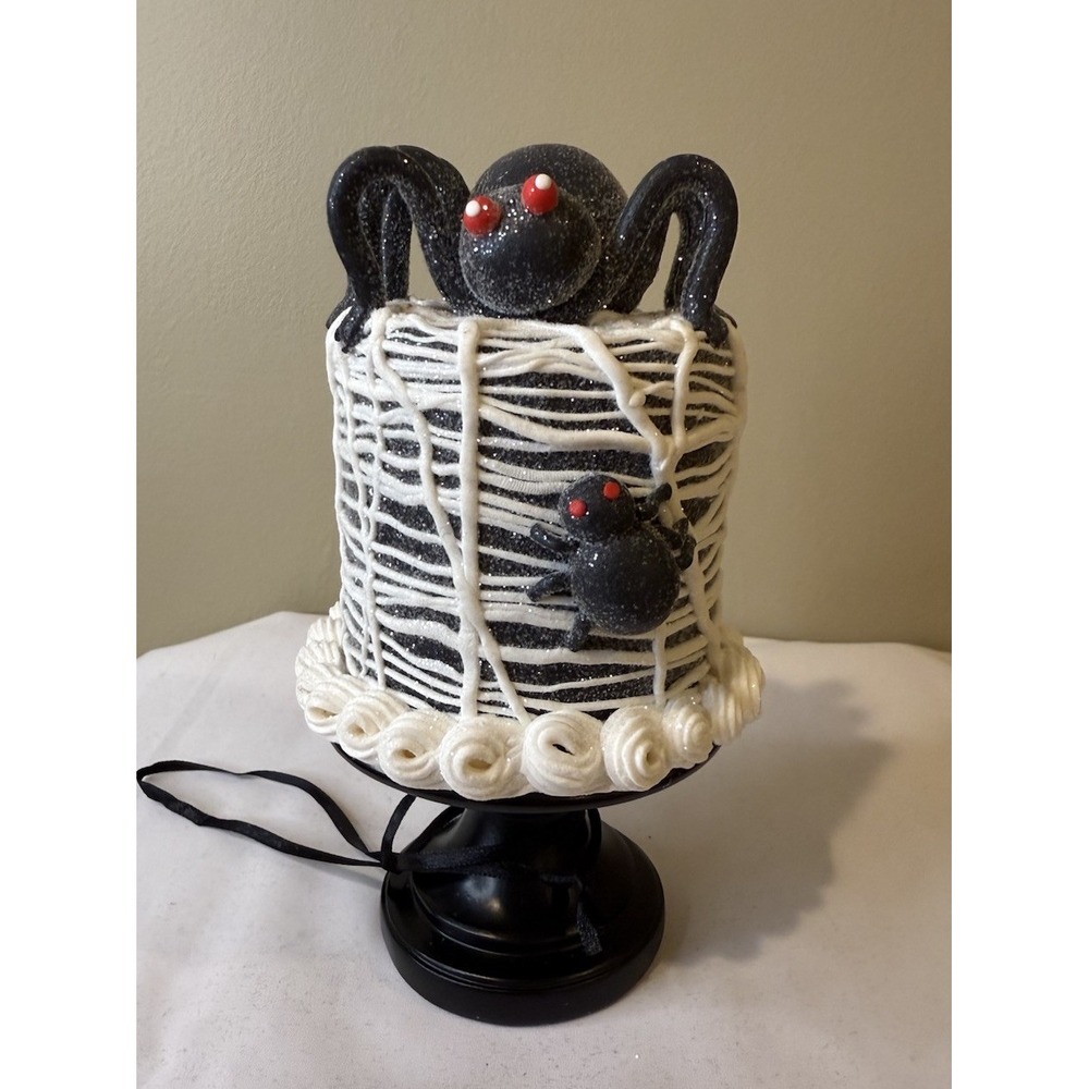 New Candy Corn Lane Halloween‎ 6"  Spider Cobweb Mini Faux Cake Figurine